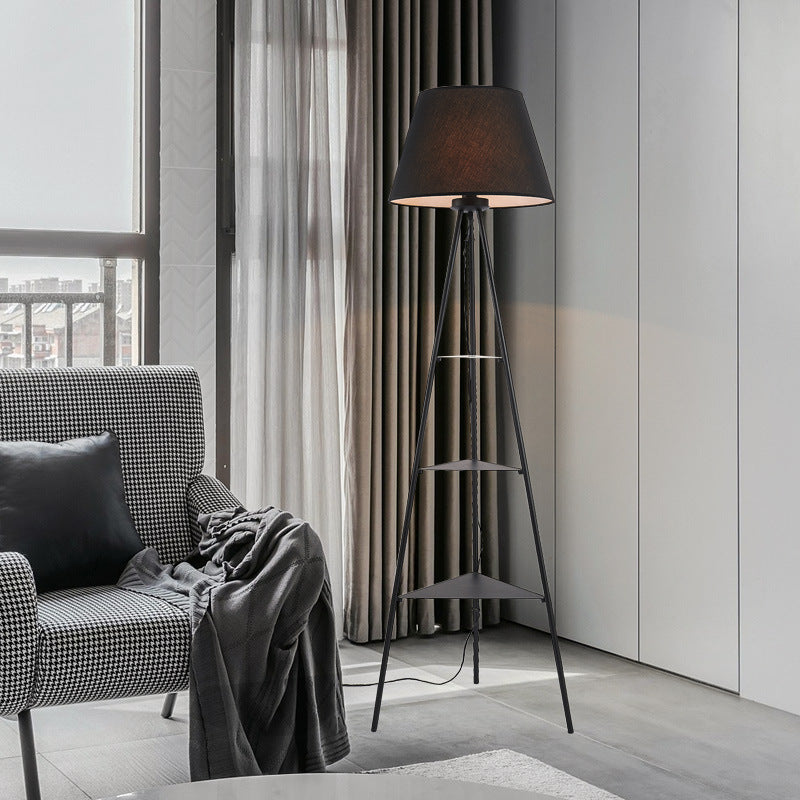 Triangular Floor Lamp with Integrated Shelves