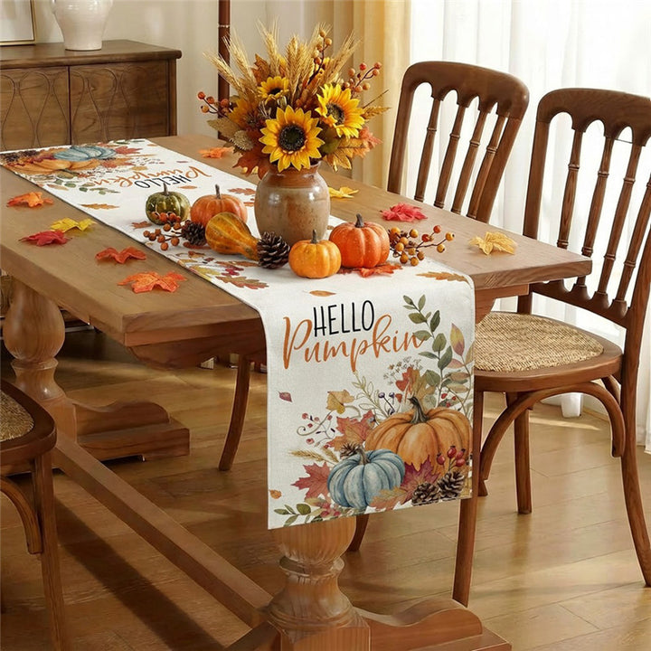 Autumn Football Print Cotton-Linen Table Runner