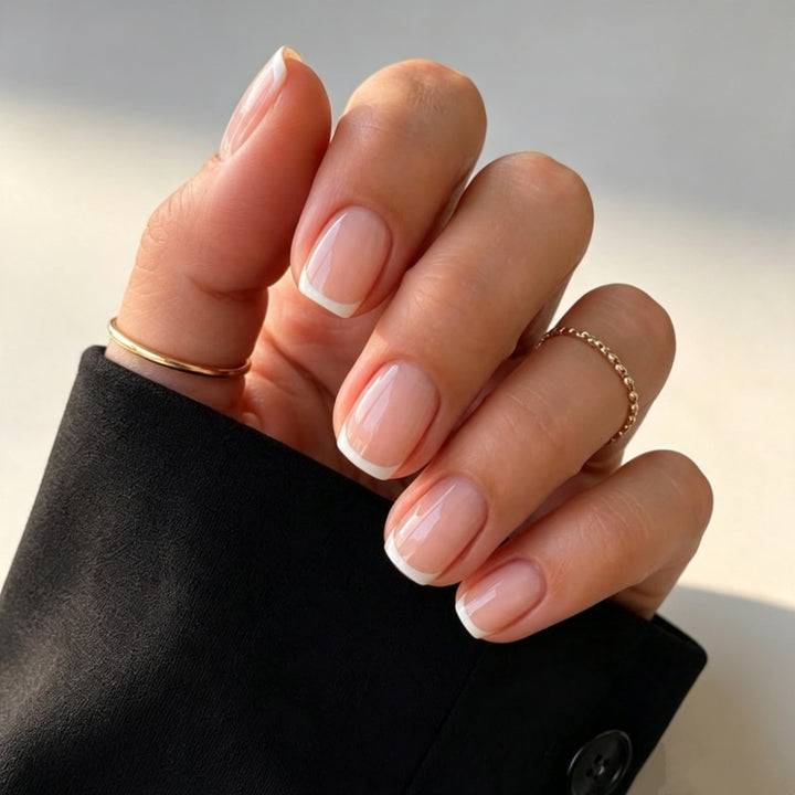 Elegant Press-On Nail Set with French Tips Stornfield