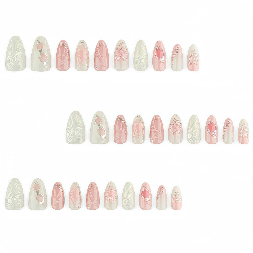 Elegant Artificial Nail Set with Romantic Design Stornfield