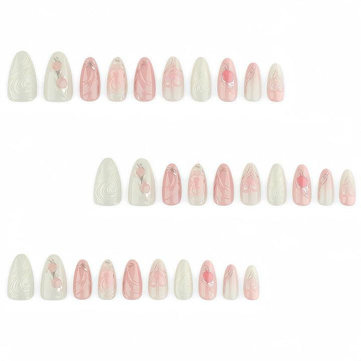 Elegant Artificial Nail Set with Romantic Design Stornfield