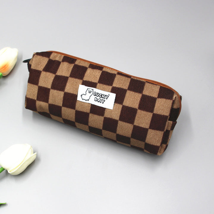 Checked Pattern Zippered Pencil Case Stornfield