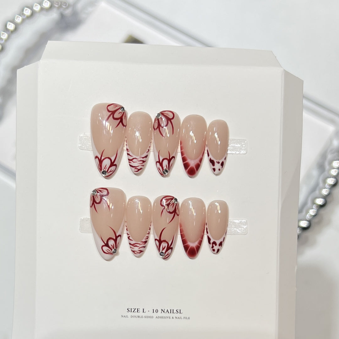 Artistic Floral Press-On Nail Design Set Stornfield