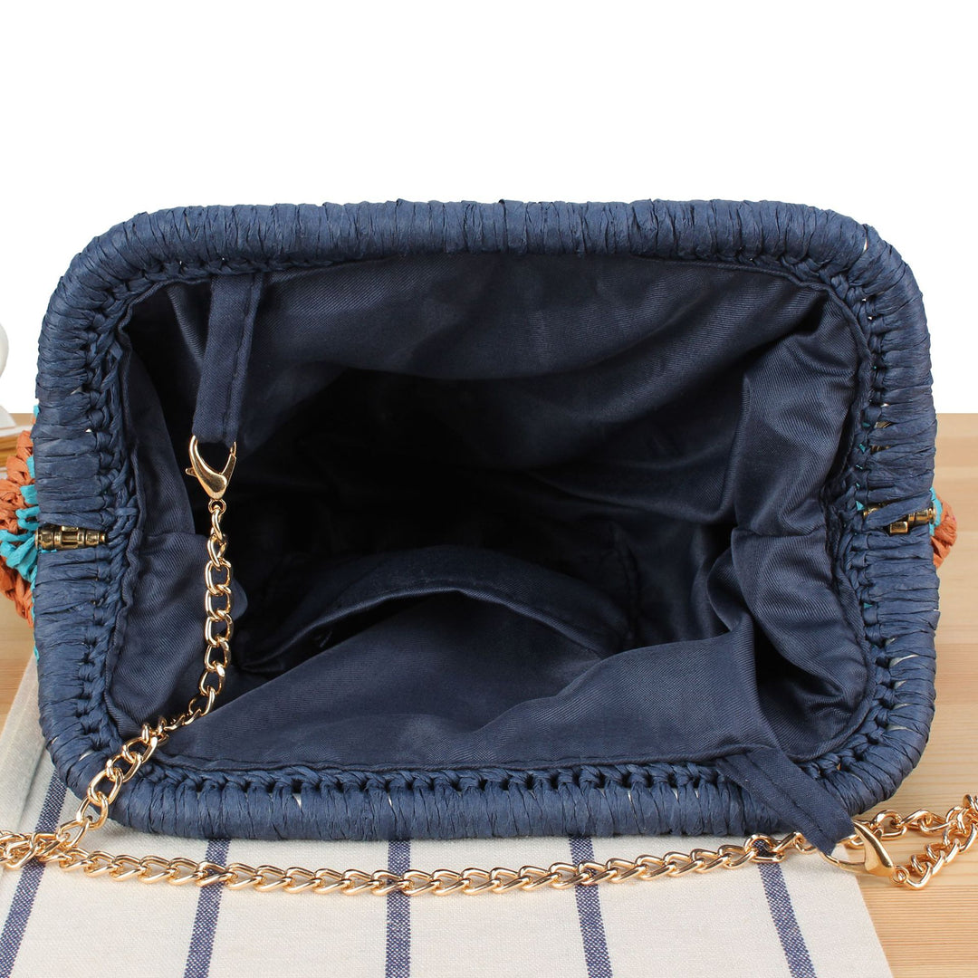 Handcrafted shoulder bag with cheerful wave pattern Stornfield