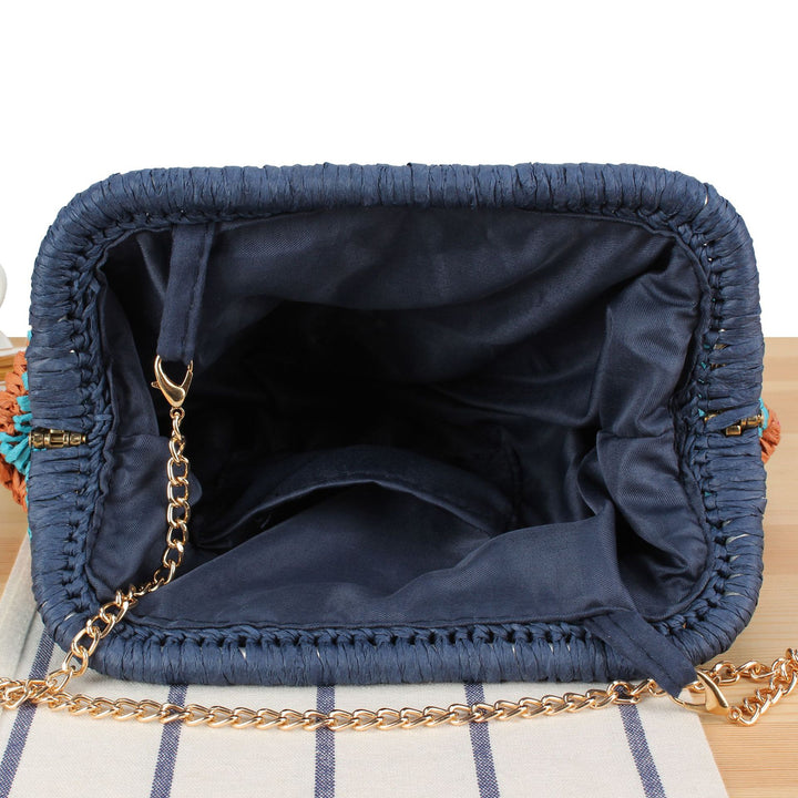 Handcrafted shoulder bag with cheerful wave pattern Stornfield