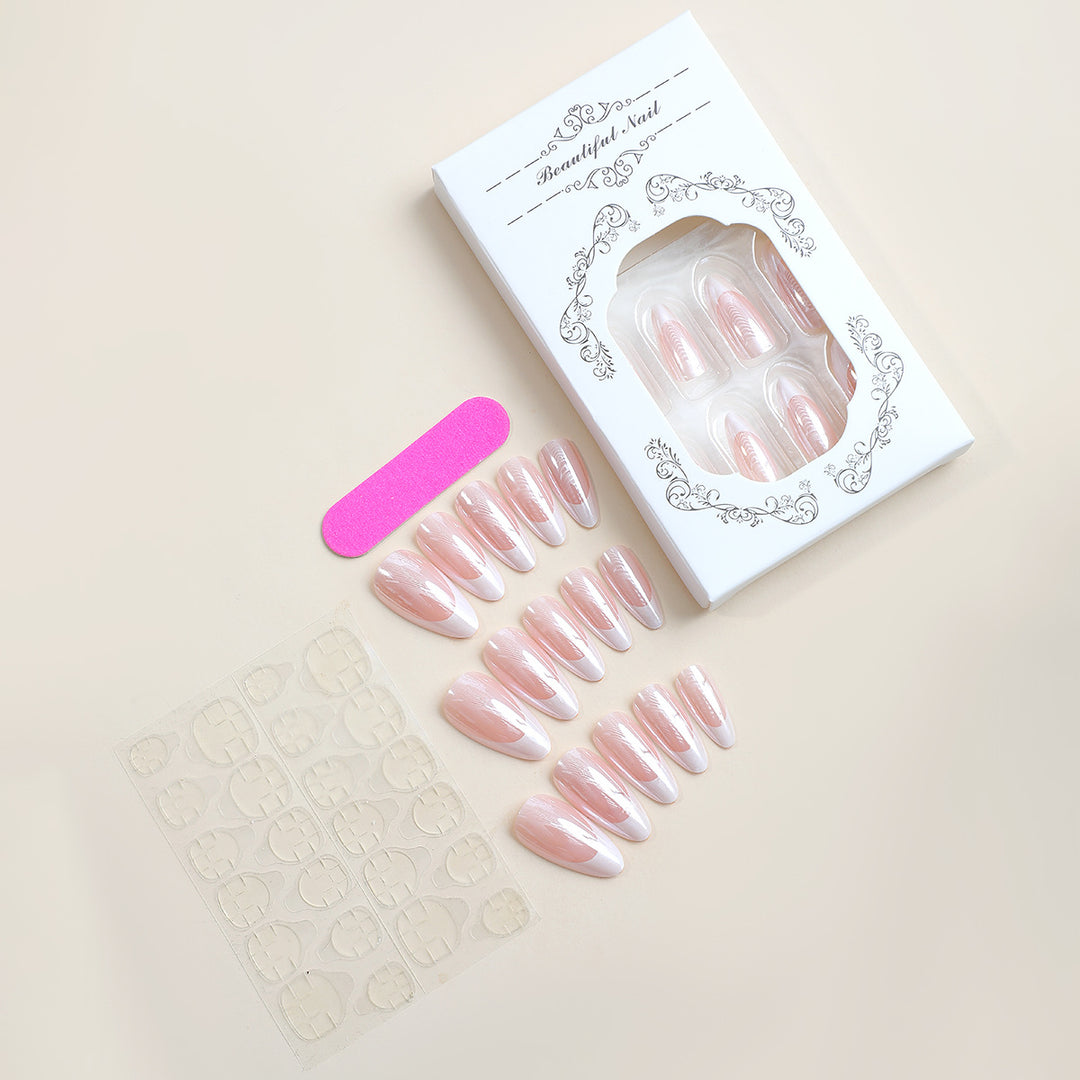 Acrylic nail set with elegant French design and care set Stornfield