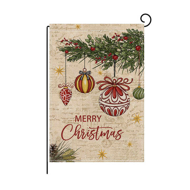 Holiday Welcome Burlap Garden Flag with Vintage Santa Illustration