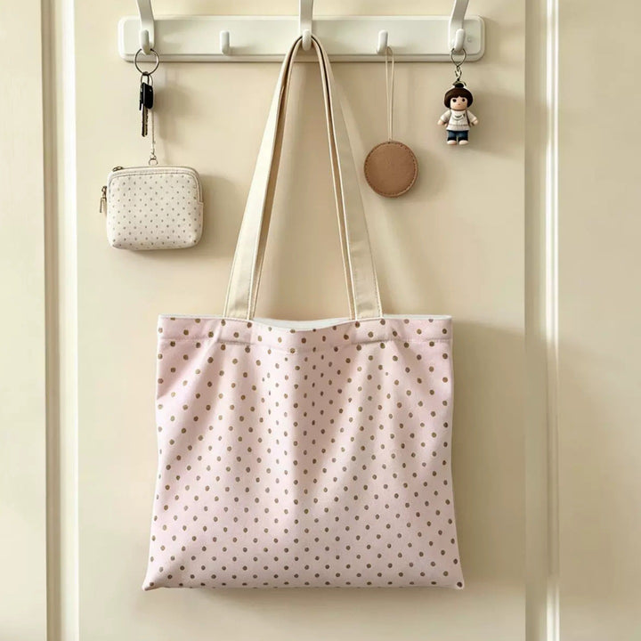 Casual Polka Dot Canvas Tote Bag