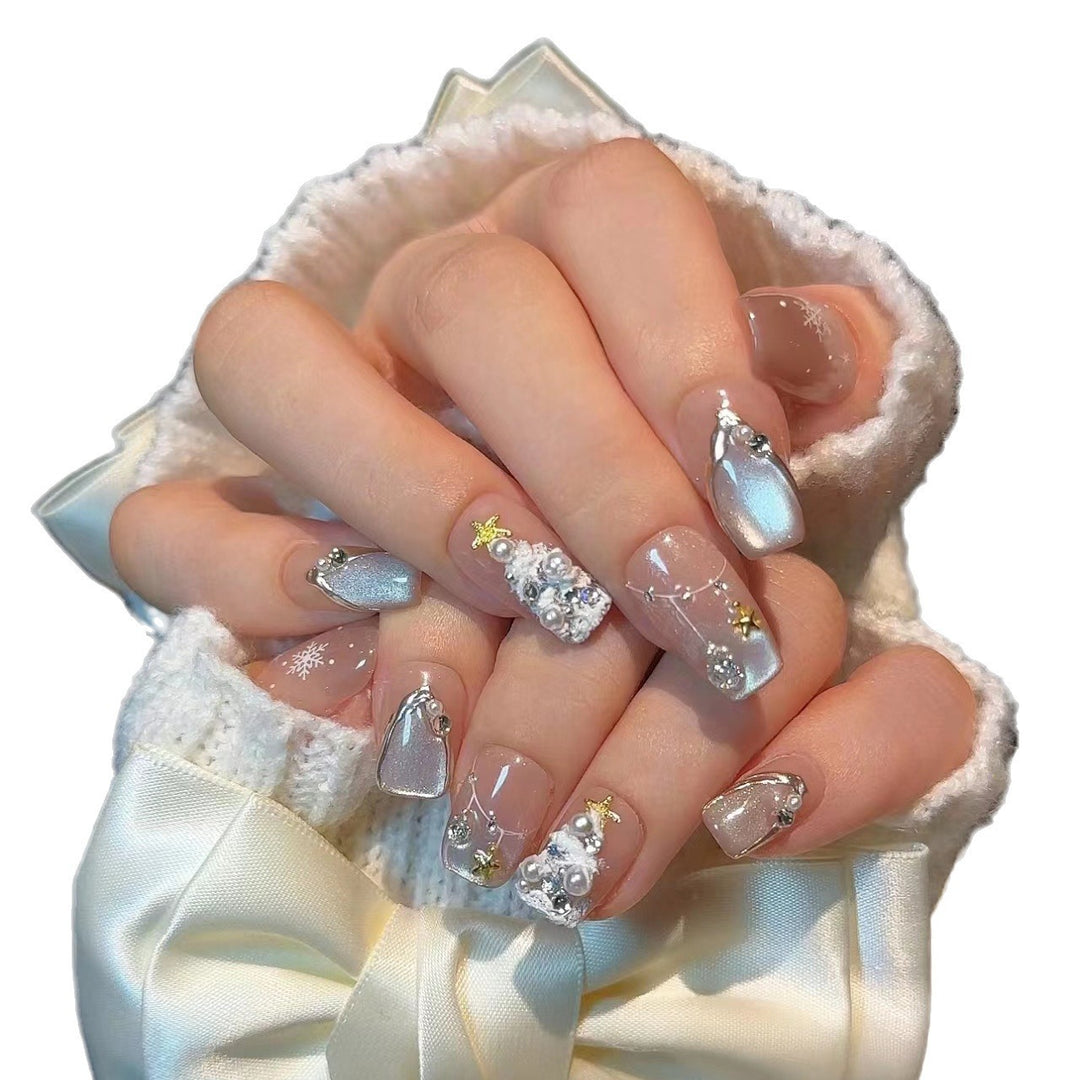 Elegant Press-On Nail Art Kit with Decorative Gem Accents Stornfield