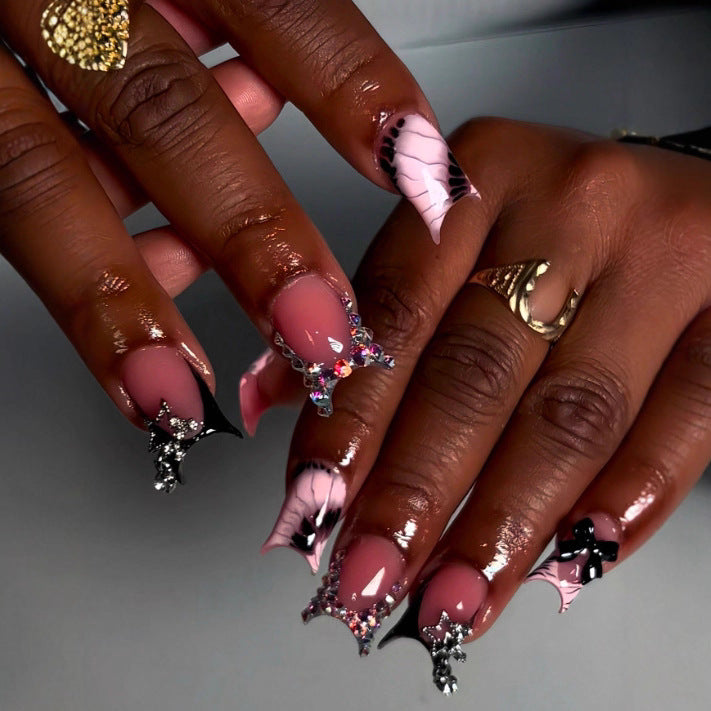 Artistic Gem-Embellished Stiletto Press-On Nails Stornfield