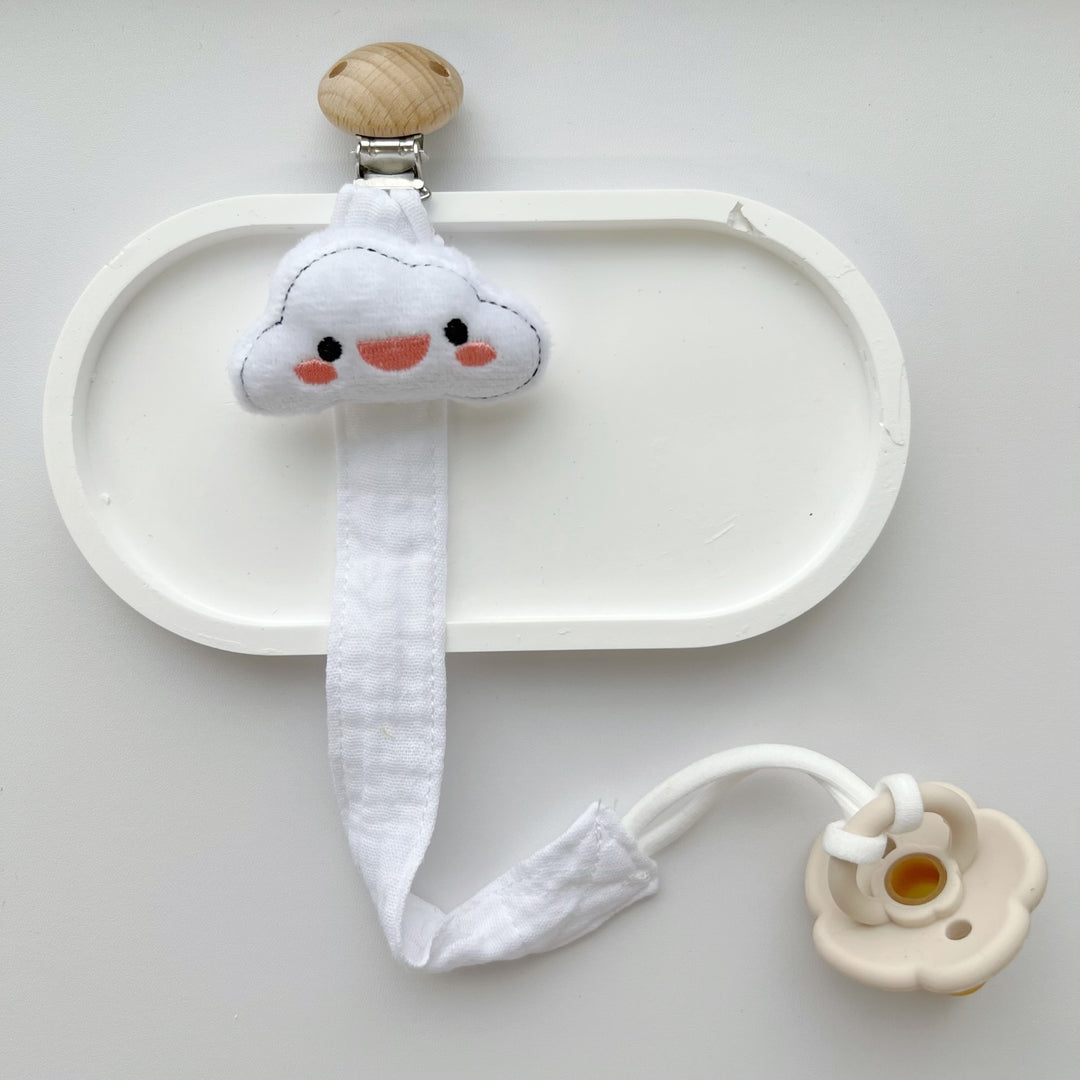 Baby Pacifier Clip with Plush Elephant Head Wooden Safety Clip