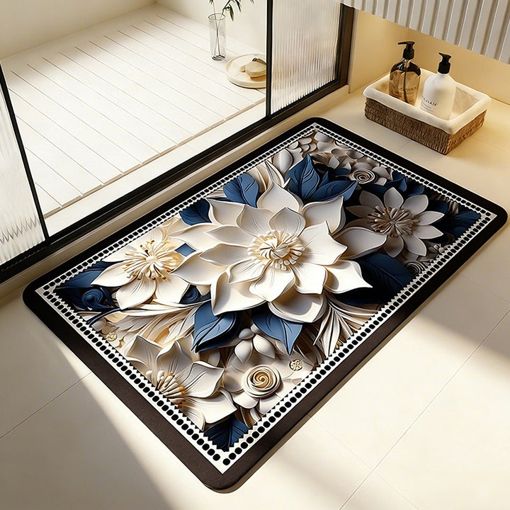 Floral Patterned Memory Foam Bath Mat Stornfield
