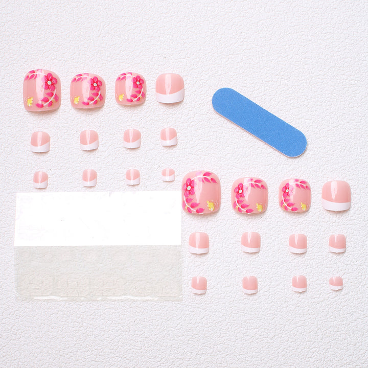 Decorative Floral Press-On Toenails Stornfield