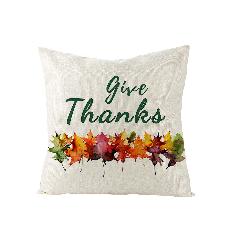Autumn Linen-Blend Square Throw Pillow Cover with Hidden Zipper and 'Hello Autumn' Script