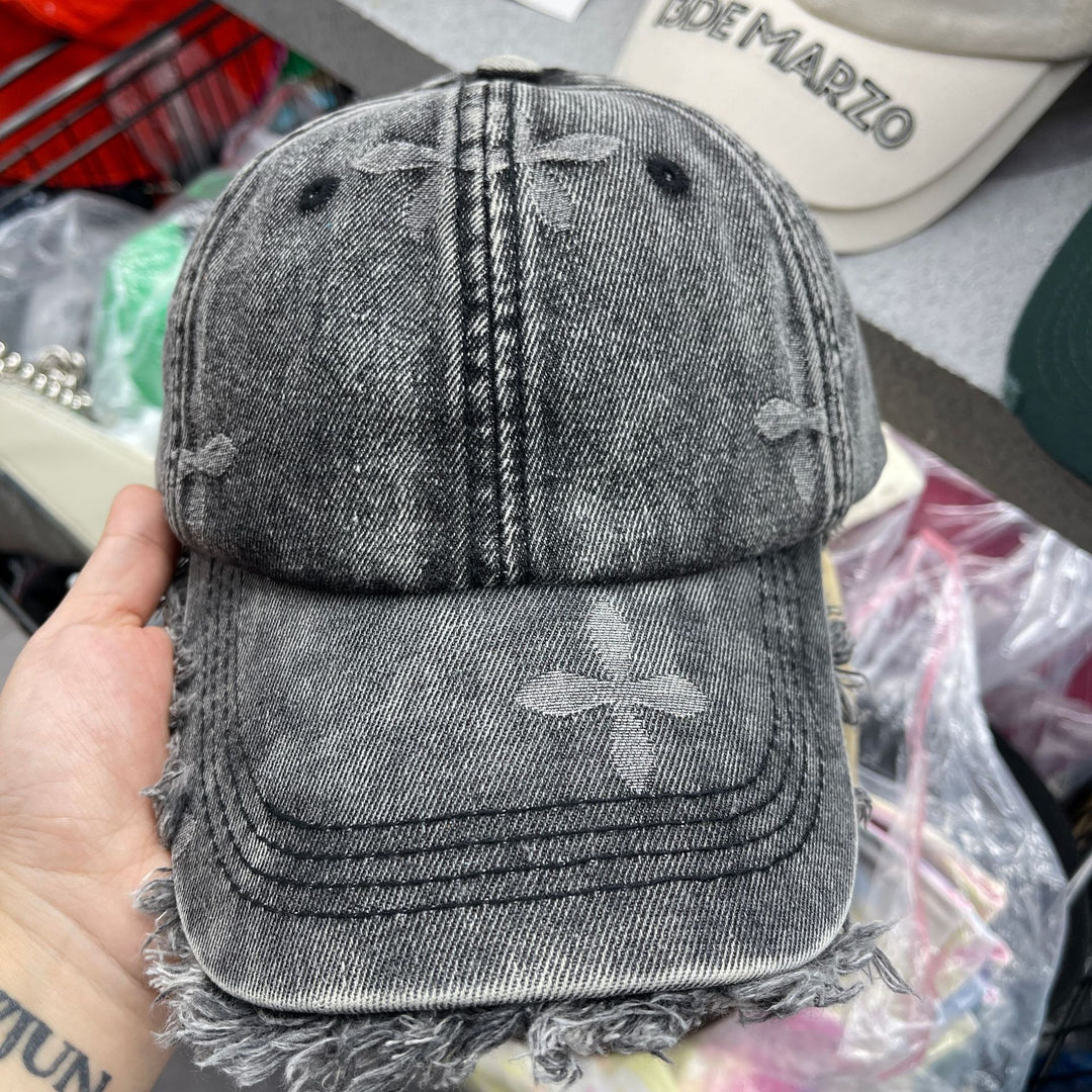 Women's Distressed Denim Fringe Baseball Cap Stornfield