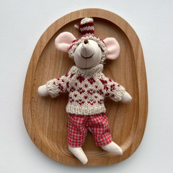 Handcrafted Cotton Mouse Doll with Crochet Floral Dress