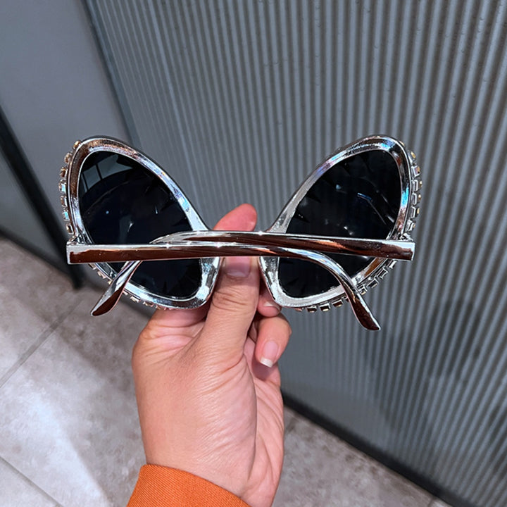 Women futuristic statement sunglasses with glittering crystal frame Stornfield
