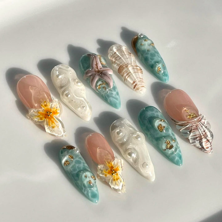 Thematic Ocean-Inspired Press-On Nail Extensions Stornfield