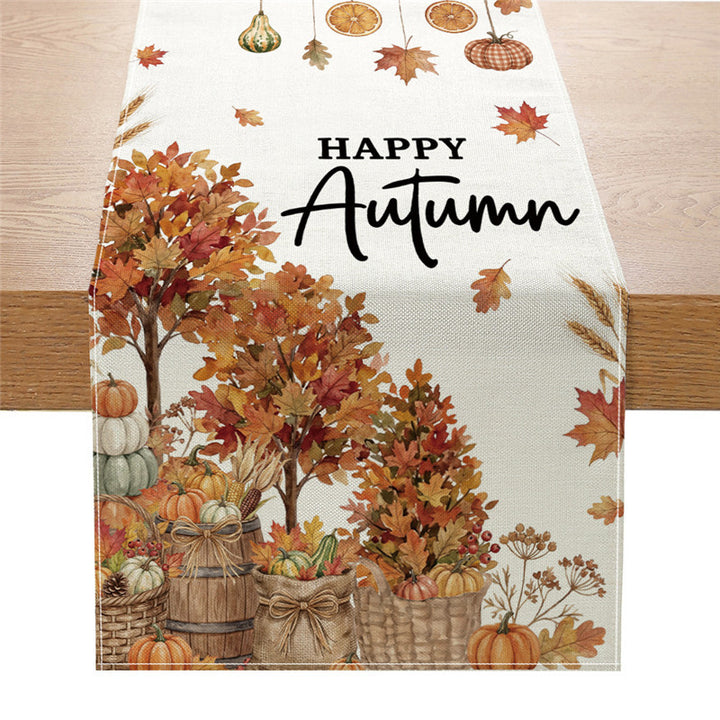 Autumn Football Print Cotton-Linen Table Runner