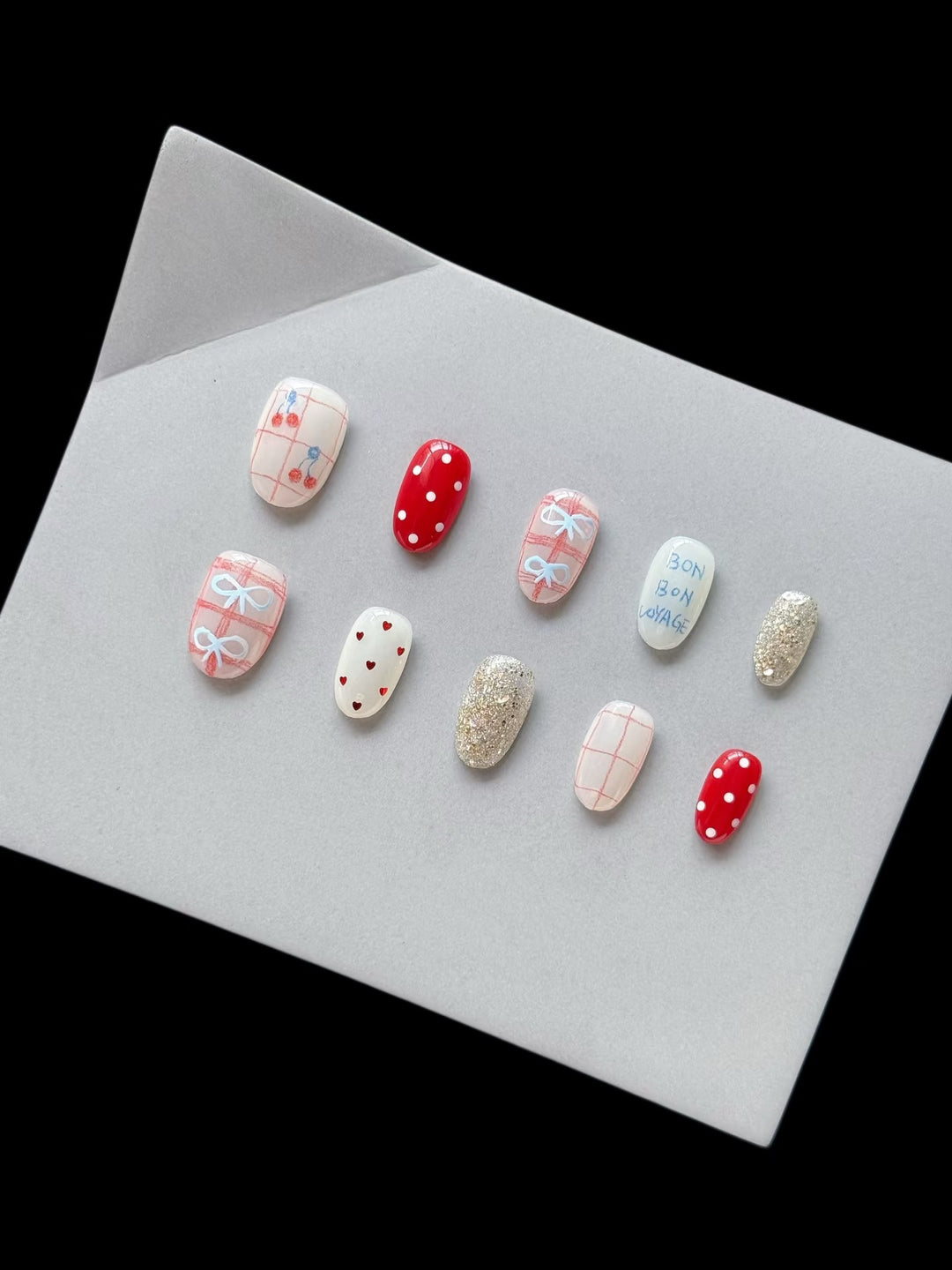 Decorative Press-On Nail Art Set with Elegant Themes