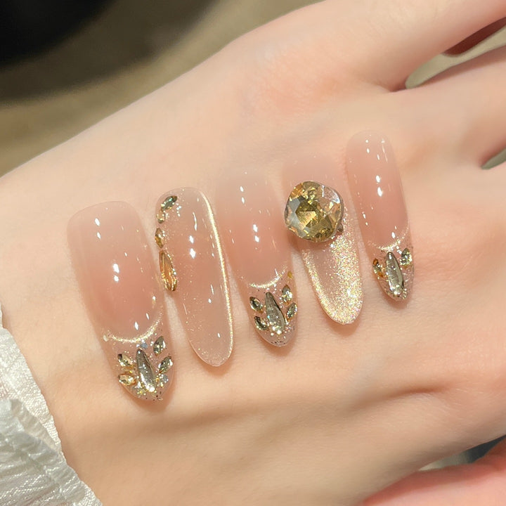 Elegant Glitter-Embellished Press-On Nail Extensions Stornfield