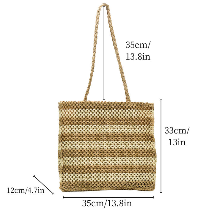 Spacious straw tote bag with modern structural design Stornfield
