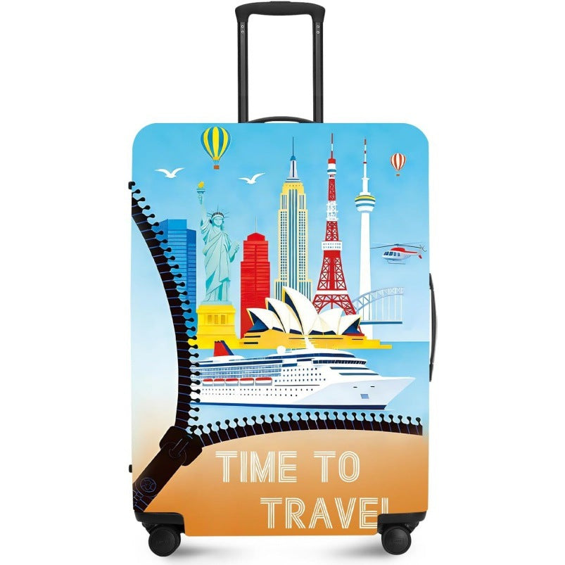 Unisex nan elastic suitcase cover with UV-resistant motif print and zip opening Stornfield