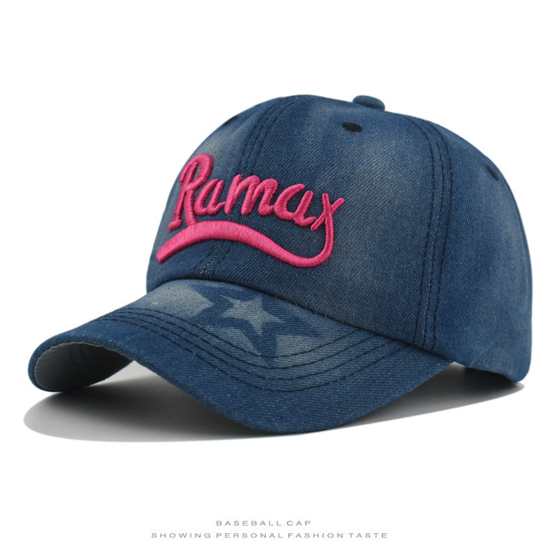 Men's Distressed Denim Embroidered Baseball Cap Stornfield