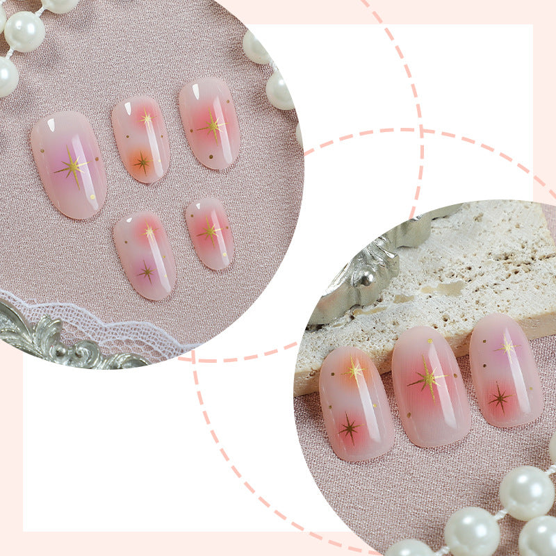 Artistic Press-On Nail Set with Vibrant Star Designs Stornfield