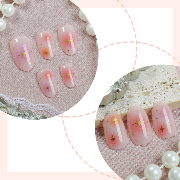 Artistic Press-On Nail Set with Vibrant Star Designs Stornfield