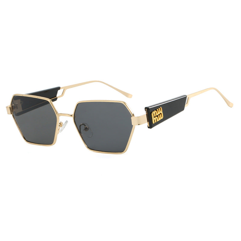 Ladies hexagonal sunglasses with elegant metal frame and protective lenses Stornfield