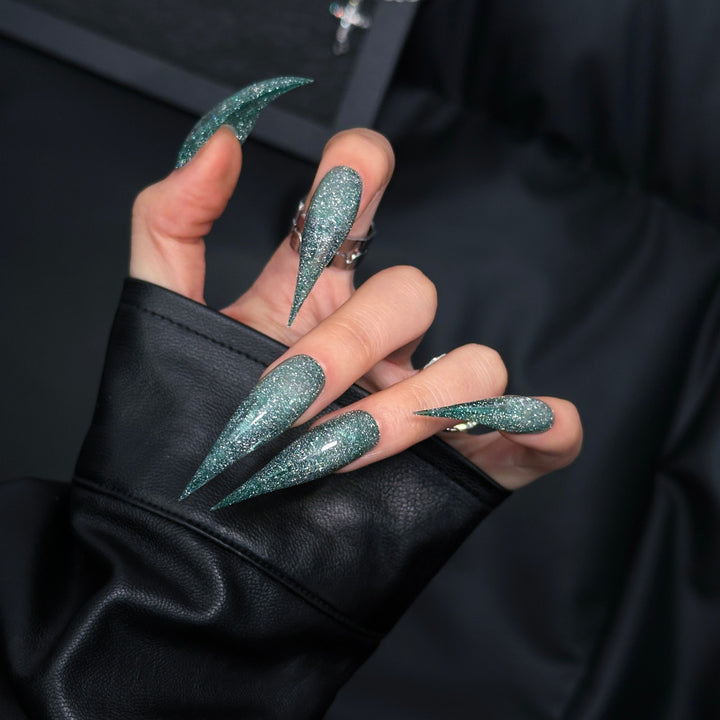 Stiletto Press-On Nail Enhancements with Gem Accents