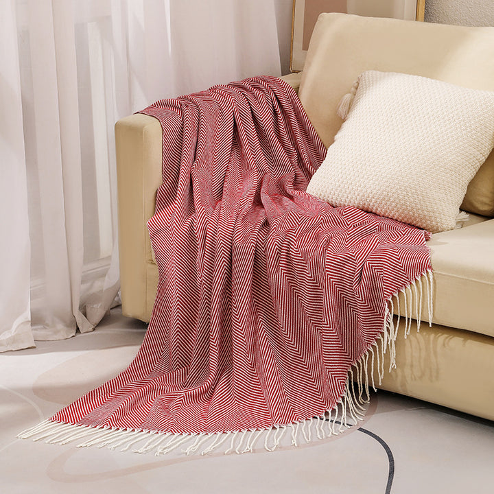 Textured Herringbone Throw Blanket
