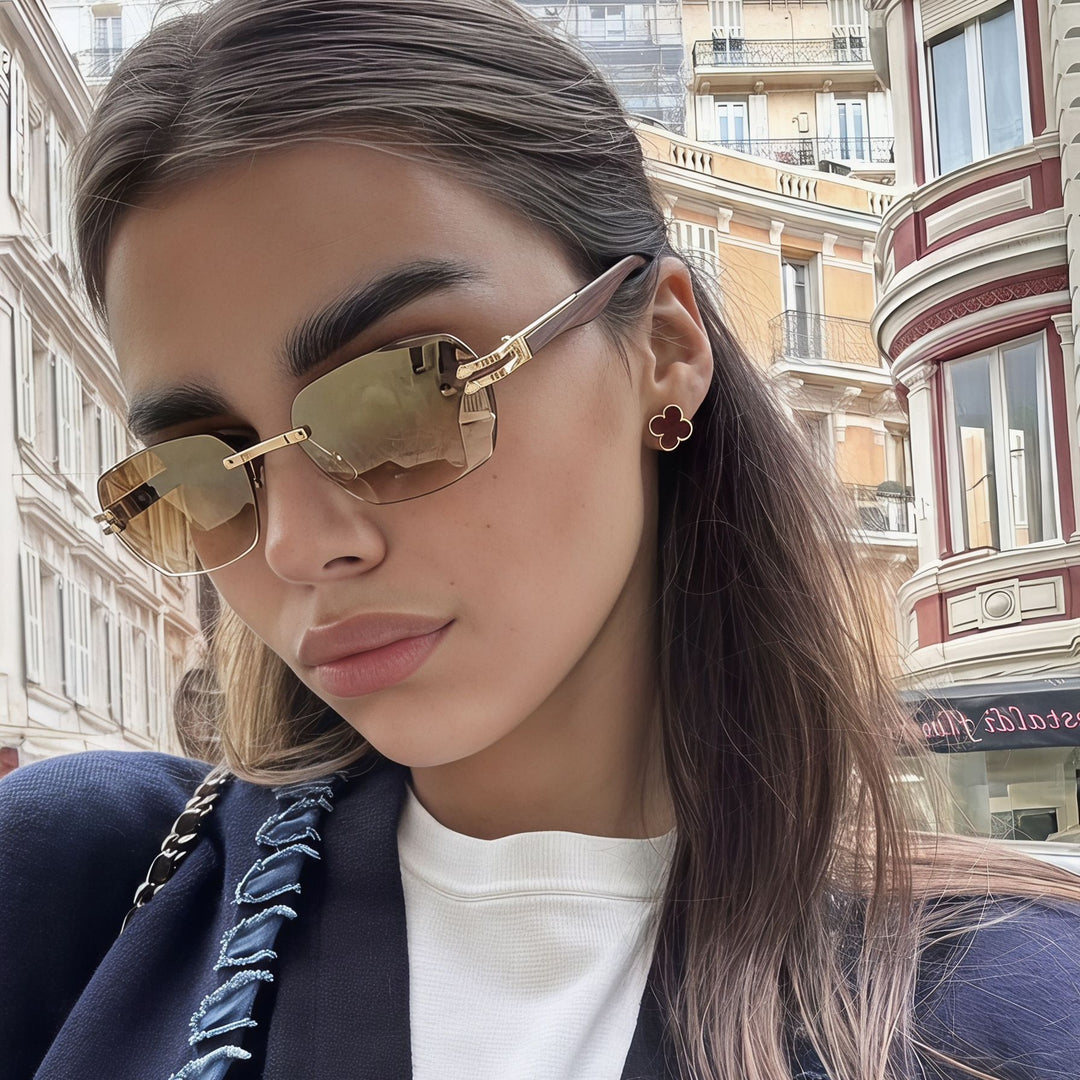 Men's Elegant Square Sunglasses with Wooden Temples Stornfield