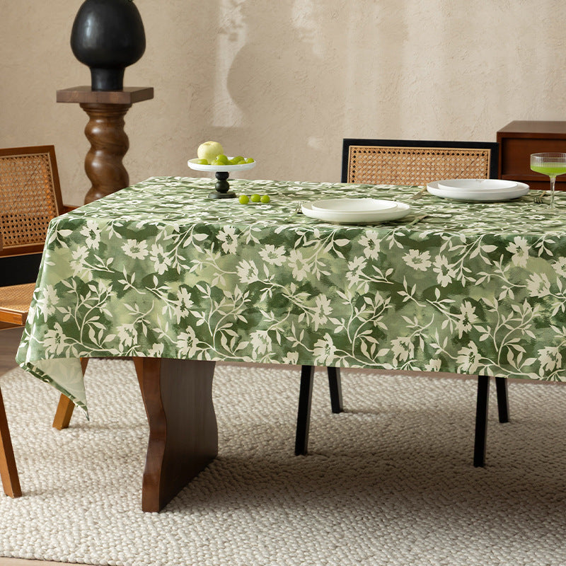 Rectangular tablecloth in watercolor flower print made of cotton-linen with stain protection and heavy weaving quality