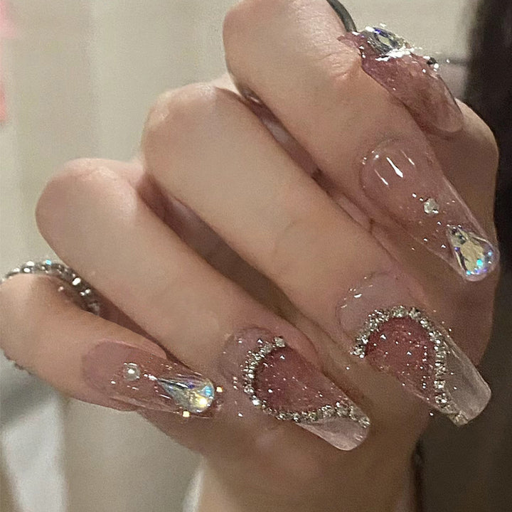 Artistic Press-On Nail Set with Glittery Star Accents Stornfield