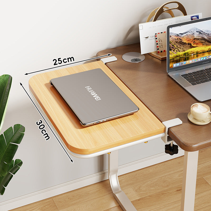 Clamp-On Bamboo Desk Extension Shelf with Adjustable Metal Clamp and Rounded Edge