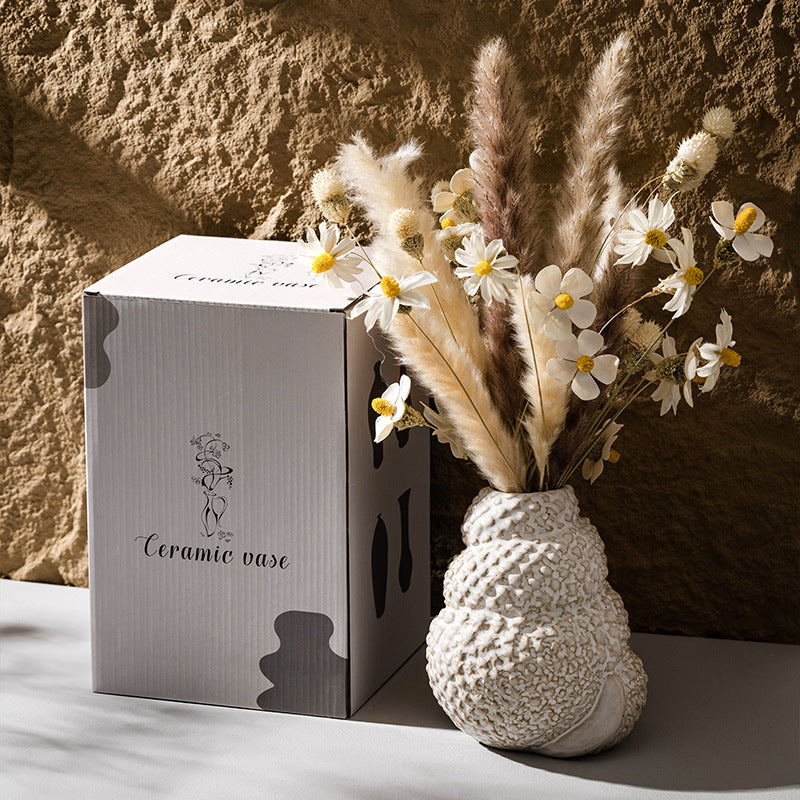 Organic Textured Ceramic Stacked Sculptural Vase