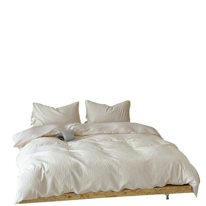 Premium cotton bedding set with fine pleated structure and hidden zipper