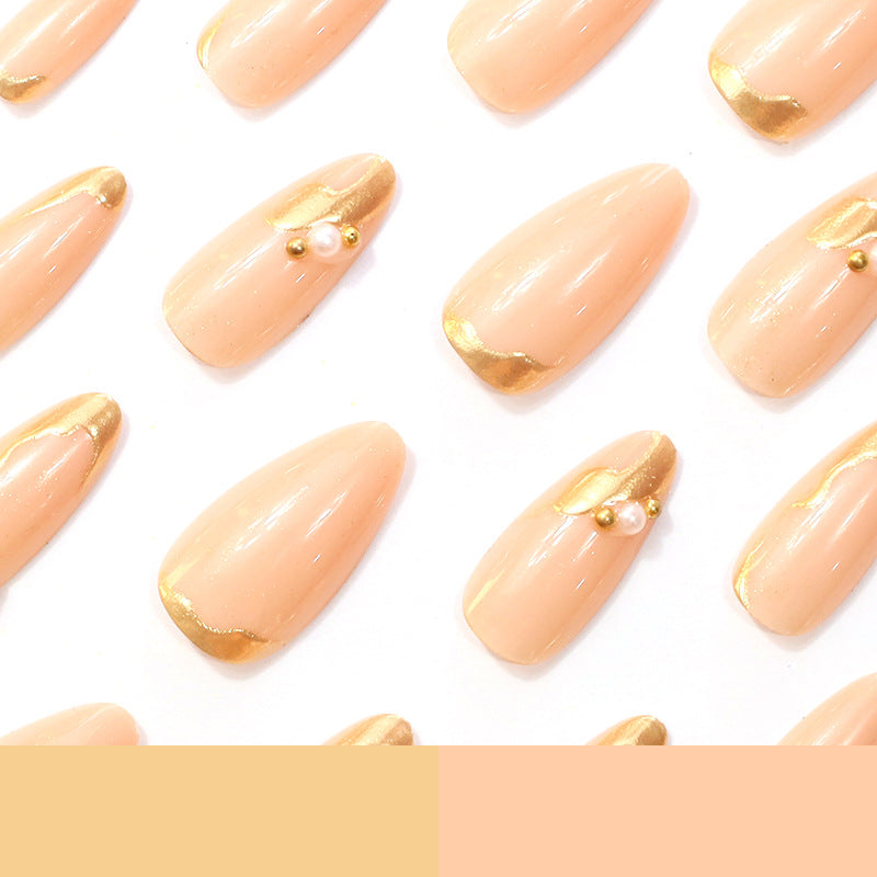 Decorative Gold-Accented Acrylic Nail Art Stornfield