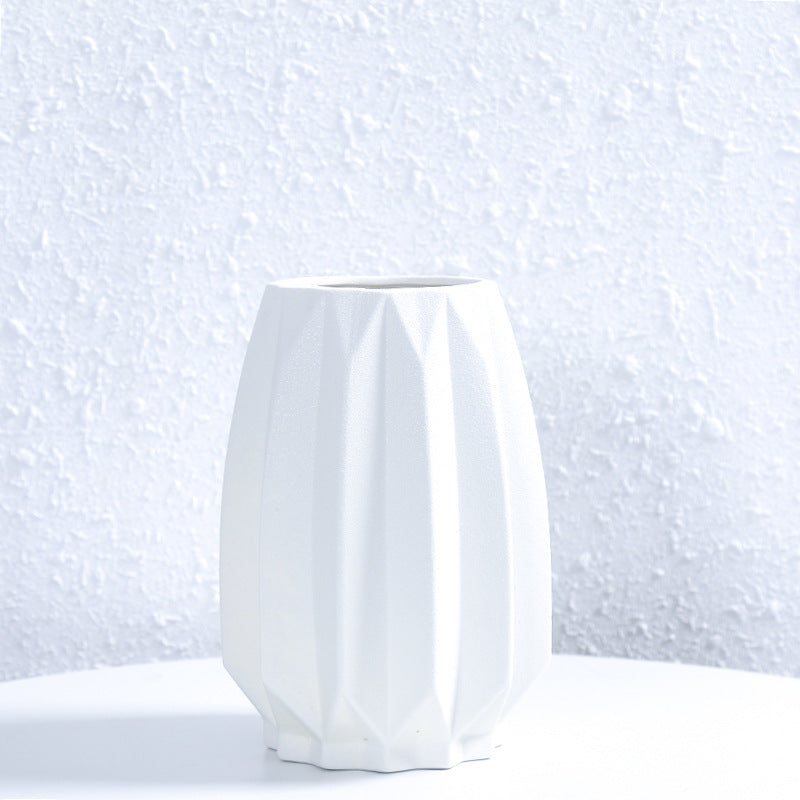 Textured Geometric Ceramic Flower Vase Stornfeild