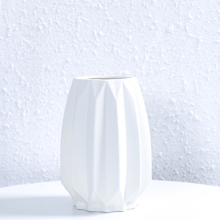 Textured Geometric Ceramic Flower Vase Stornfeild