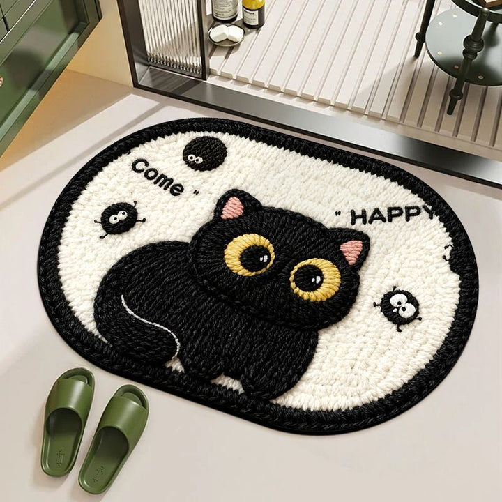 Playful Cat-Themed Bath Mat