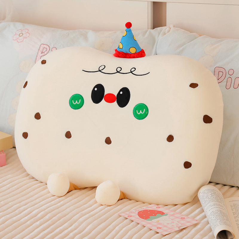 Plush pillow in cookie shape with cute face Stornfield