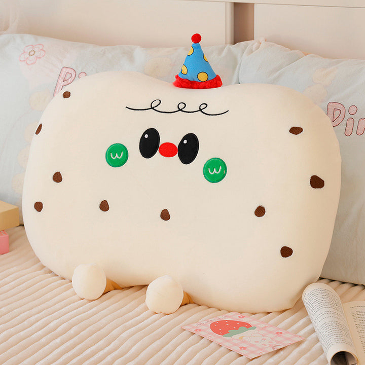 Plush pillow in cookie shape with cute face Stornfield