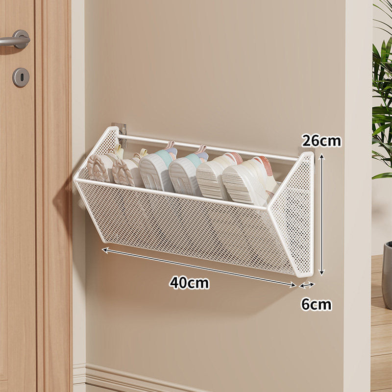 Wall-Mounted Mesh Slipper and Shoe Storage Basket Organizer