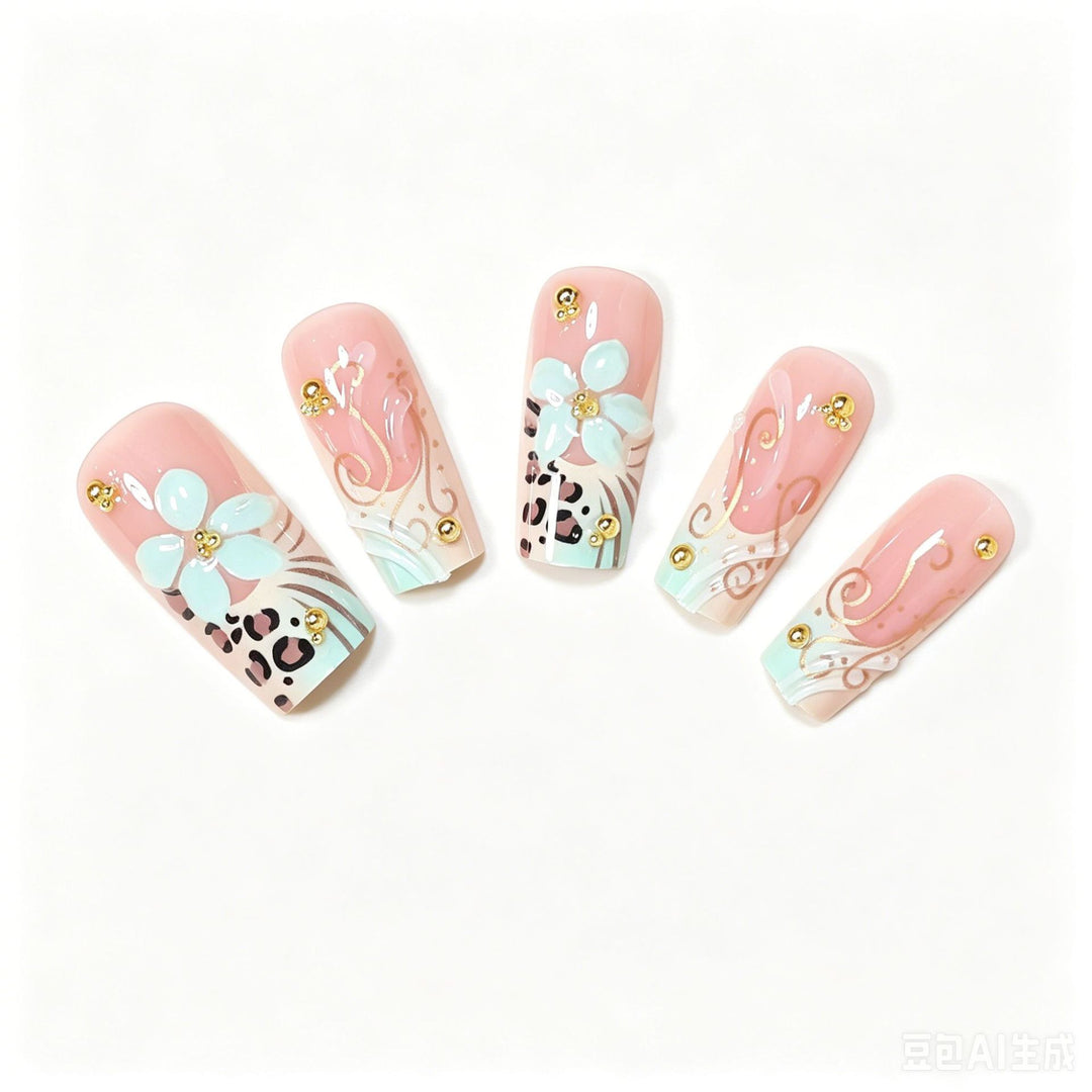 Decorative Long Press-On Nail Design Stornfield