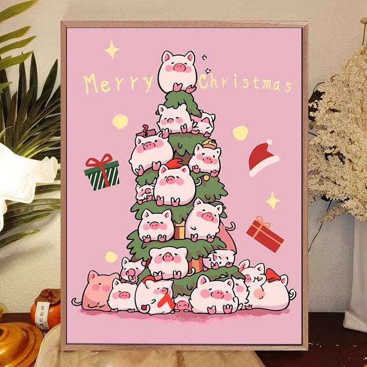 Whimsical Cat-Themed Holiday Canvas Art Print Stornfield