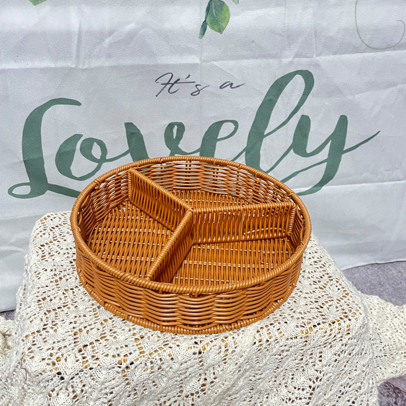Women's leather storage basket with compartments Stornfield