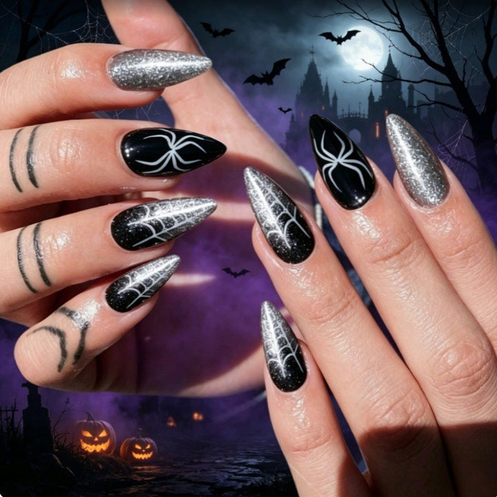 Halloween-Themed Spider Web Press-On Nails Stornfield